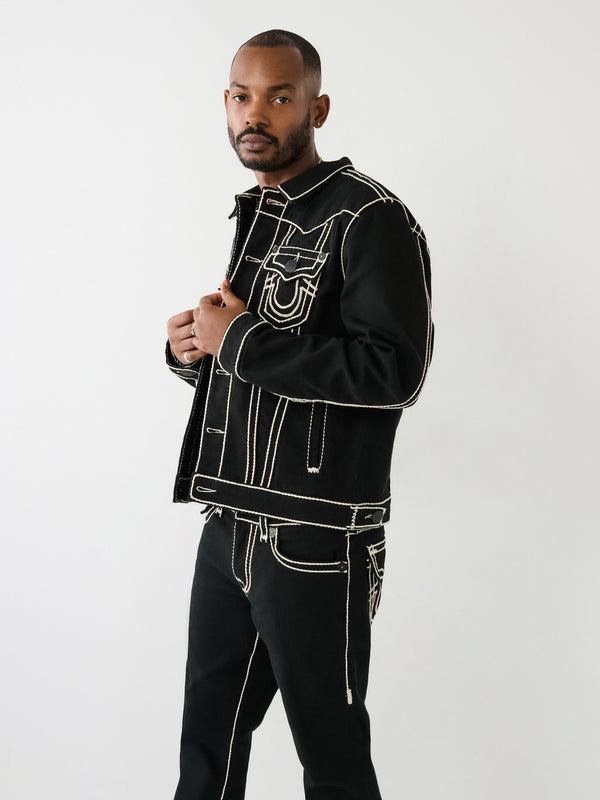 True Religion Rope Stitch Jacket Black Rinse