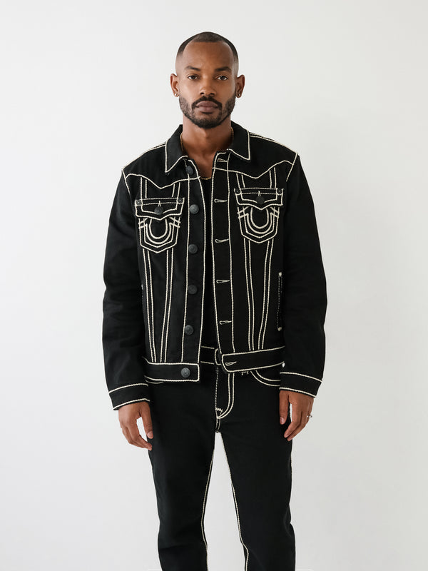 True Religion Rope Stitch Jacket Black Rinse