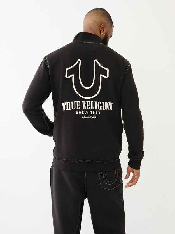 True Religion Pigment Zip Jacket Mock Neck Jet Black