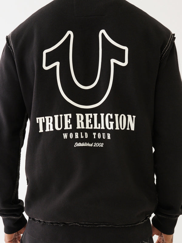 True Religion Pigment Zip Jacket Mock Neck Jet Black