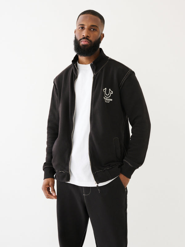 True Religion Pigment Zip Jacket Mock Neck Jet Black