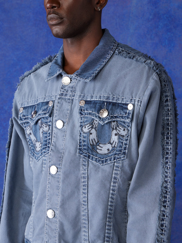 True Religion Bluxtr Jacket Boxy Azul Pigment Wash