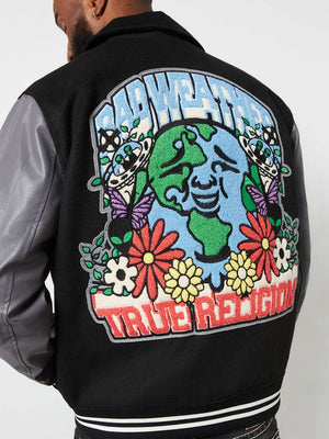 True Religion Bw Varsity Jacket Black-Granite Grey-True Religion