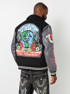 True Religion Bw Varsity Jacket Black-Granite Grey-True Religion