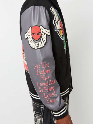 True Religion Bw Varsity Jacket Black-Granite Grey-True Religion