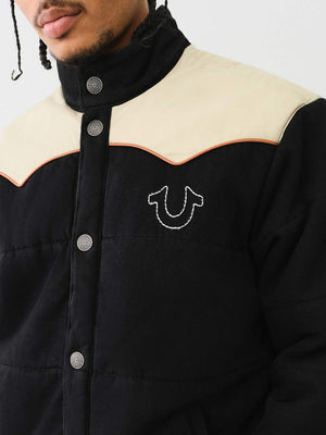 True Religion Western Jacket Puffer Jet Black-True Religion