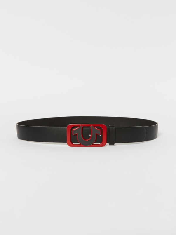 True Religion Belt Square Buckle Black