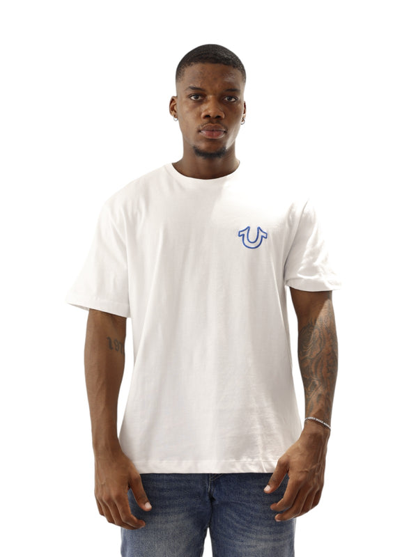 True Religion Relaxed T-Shirt Overseam Puff Optic White