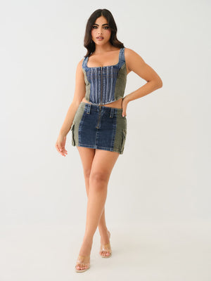 True Religion Mini Skirt Colour Block-True Religion