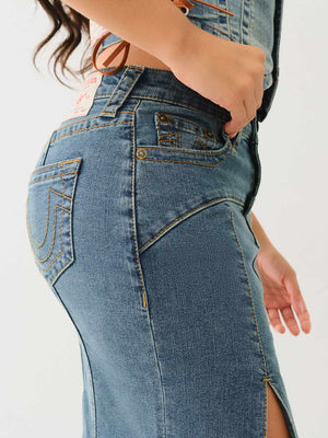 True Religion Vintage Slit Skirt Denim Maxi Ophelia-True Religion