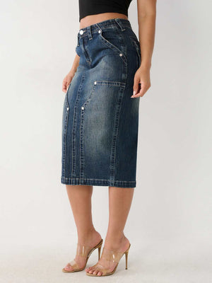 Utility Midi Denim Skirt-True Religion