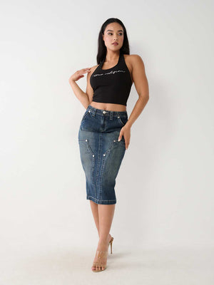 Utility Midi Denim Skirt-True Religion