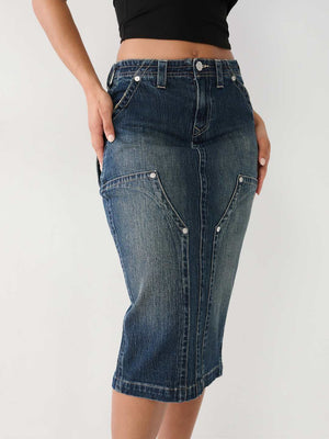Utility Midi Denim Skirt-True Religion