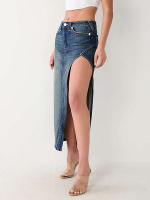 Cut Out Denim Maxi Skirt-True Religion