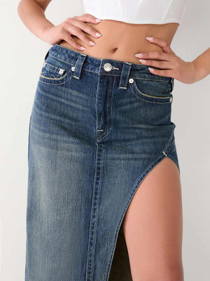 Cut Out Denim Maxi Skirt-True Religion