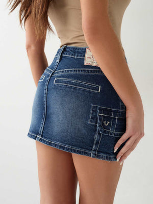 True Religion Skirt Sadie Cargo Mini Pacific-True Religion
