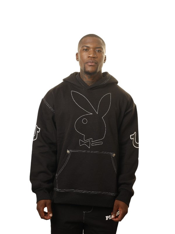 True Religion Relaxed Hoodie X Playboy Bunny Jet Black