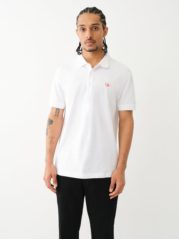 True Religion Relaxed Buddha Golfer Patch Optic White