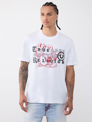 True Religion T-Shirt Buddha Letters White