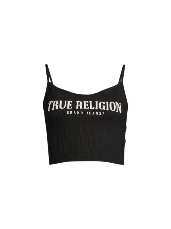 True Religion Crop Top Arched Logo Black