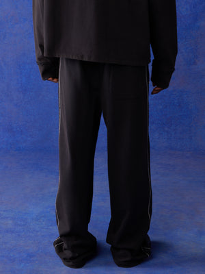 True Religion Blu X Track Pants Wide Leg Faint Black-True Religion