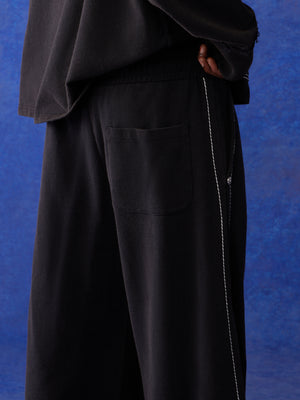 True Religion Blu X Track Pants Wide Leg Faint Black-True Religion