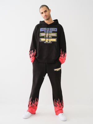 True Religion Stacked Moto Track Pants Flame Jet Black-True Religion