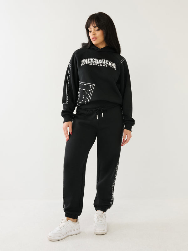 True Religion Big T Track Pants Boyfriend Jet Black