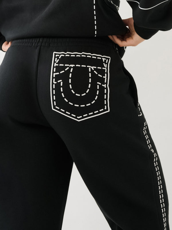 True Religion Big T Track Pants Boyfriend Jet Black