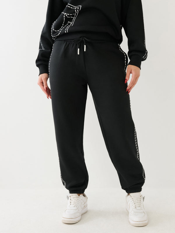 True Religion Big T Track Pants Boyfriend Jet Black