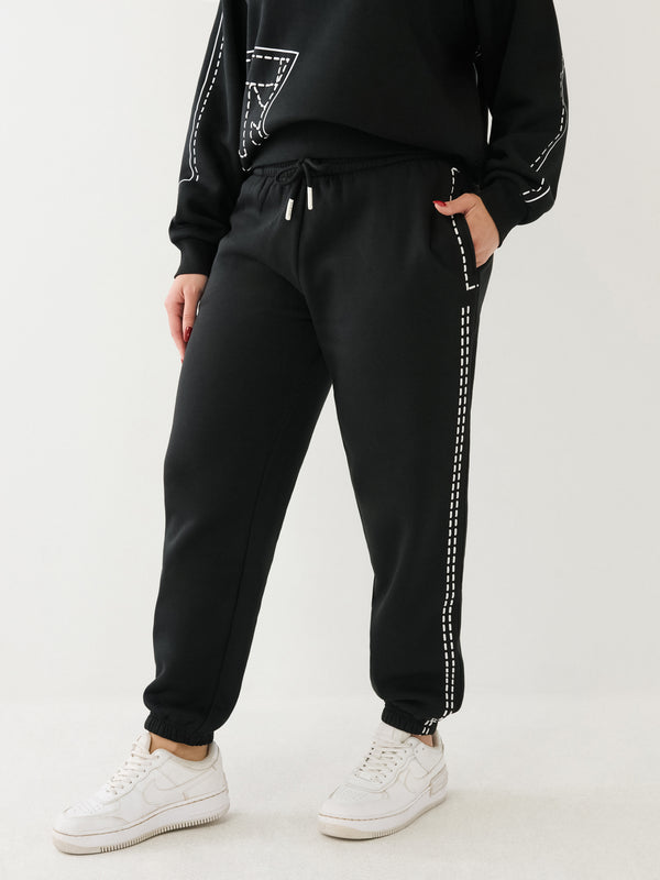 True Religion Big T Track Pants Boyfriend Jet Black