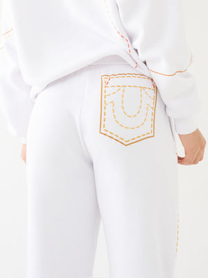 True Religion Big T Track Pants Boyfriend Optic White-True Religion