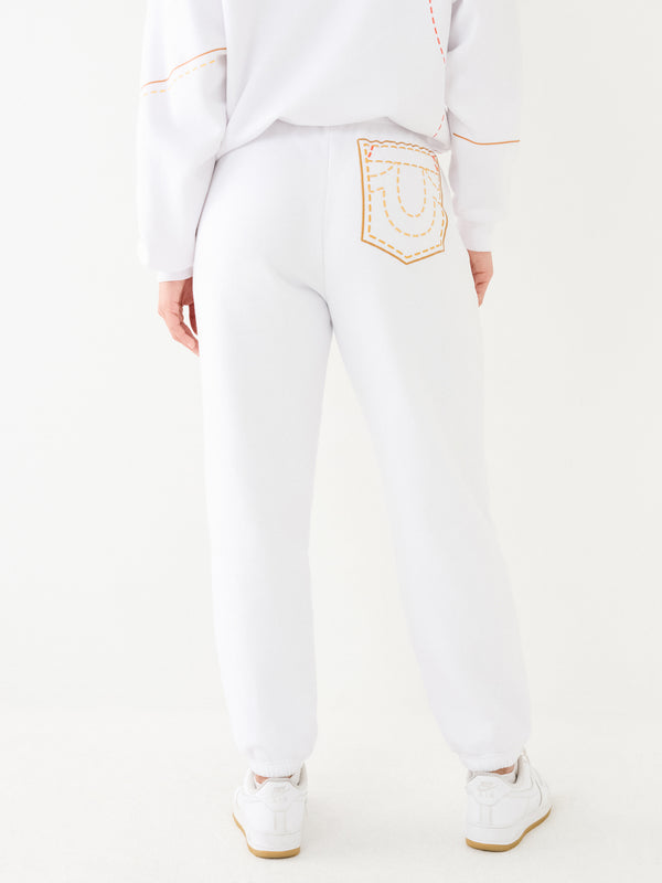 True Religion Big T Track Pants Boyfriend Optic White