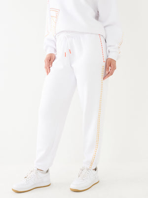 True Religion Big T Track Pants Boyfriend Optic White-True Religion