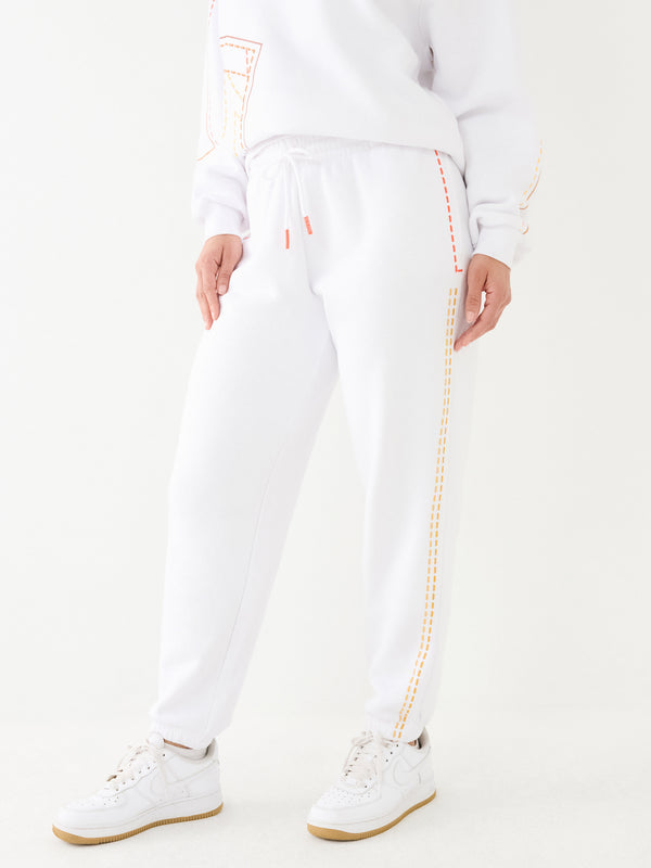 True Religion Big T Track Pants Boyfriend Optic White