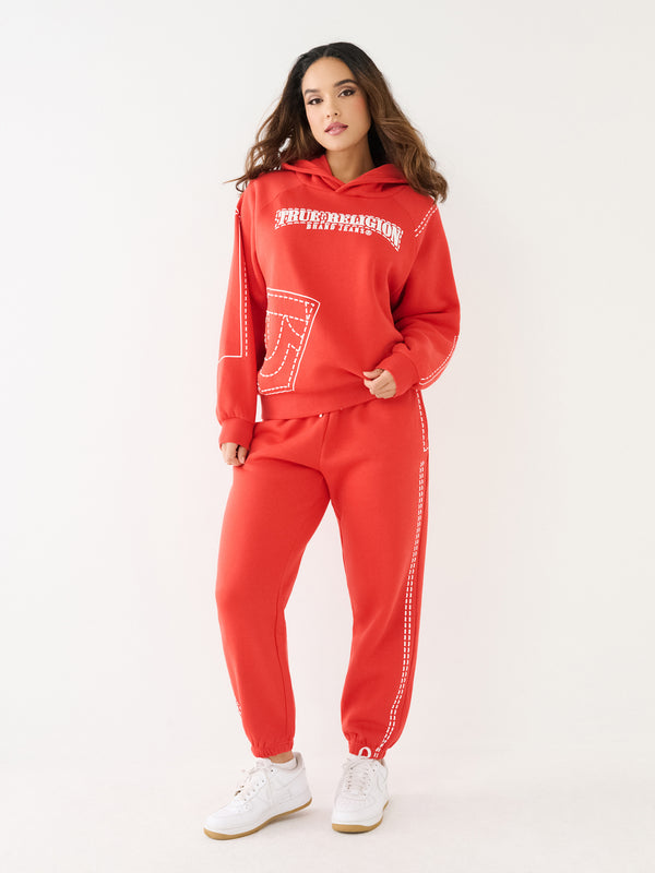 True Religion Big T Track Pants Boyfriend Washed Red