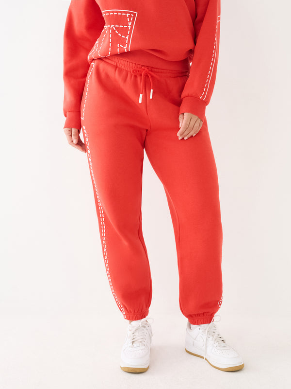 True Religion Big T Track Pants Boyfriend Washed Red