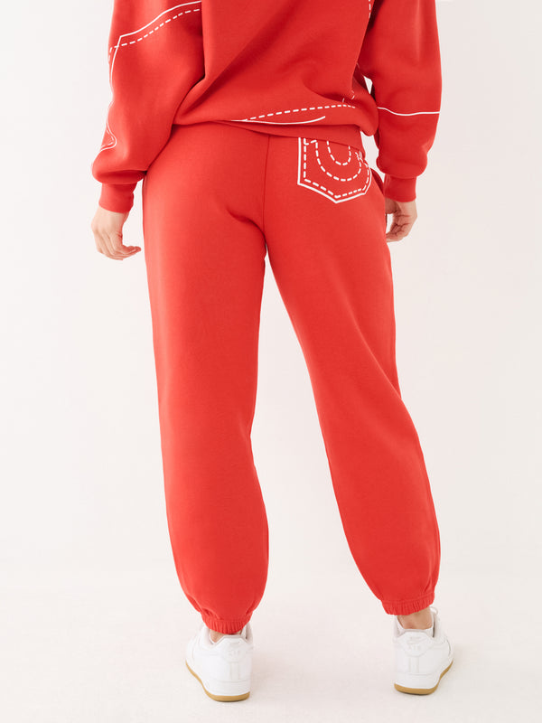 True Religion Big T Track Pants Boyfriend Washed Red