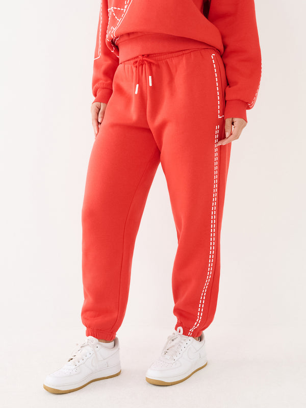 True Religion Big T Track Pants Boyfriend Washed Red