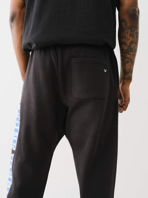 True Religion Raw Exaggerated Track Pants Icon Jet Black-True Religion