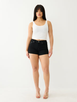 True Religion Jennie Mr Curvy Rolled Short 2Sb Black Rinse-True Religion