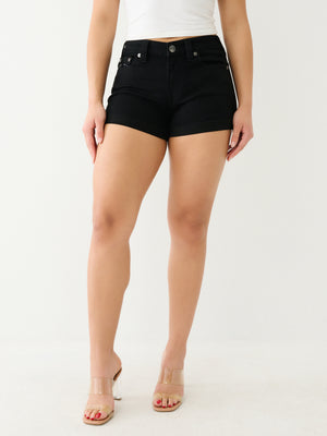 True Religion Jennie Mr Curvy Rolled Short 2Sb Black Rinse-True Religion