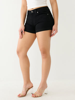 True Religion Jennie Mr Curvy Rolled Short 2Sb Black Rinse-True Religion