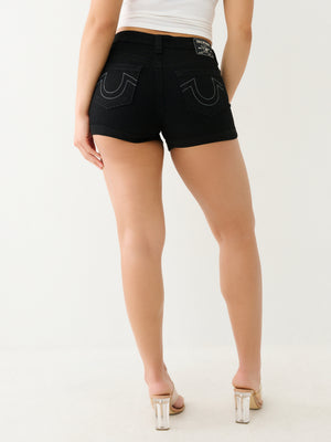 True Religion Jennie Mr Curvy Rolled Short 2Sb Black Rinse-True Religion