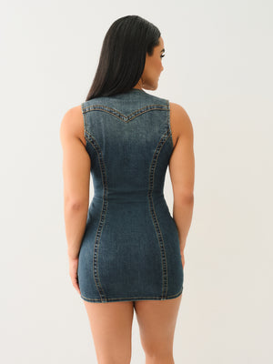 True Religion Fitted Denim Vest Dress Amestoy-True Religion