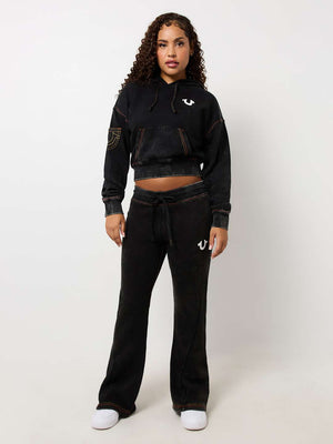 True Religion Sweater Washed Old Multi SRS Hoodie Jet Black-True Religion