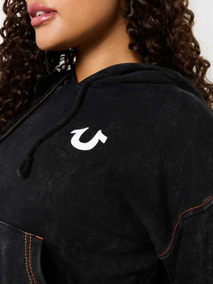 True Religion Sweater Washed Old Multi SRS Hoodie Jet Black-True Religion