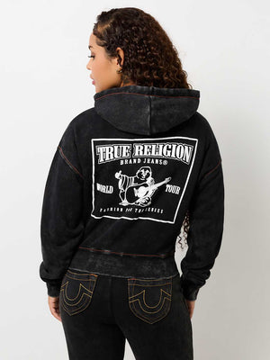 True Religion Sweater Washed Old Multi SRS Hoodie Jet Black-True Religion