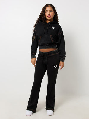 True Religion Jogger Washed Old Multi Low Rise Pants Jet Black-True Religion