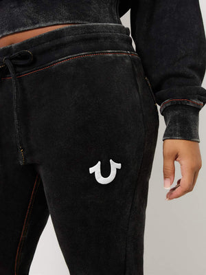 True Religion Jogger Washed Old Multi Low Rise Pants Jet Black-True Religion